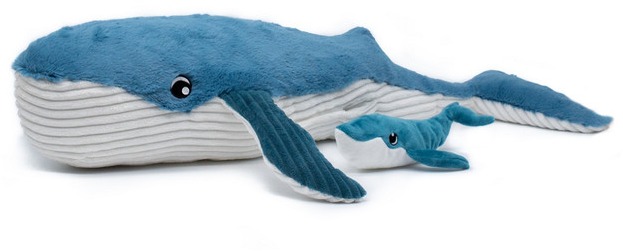 Les Déglingos Plyšová veľryba, mama s bábätkom, modrá