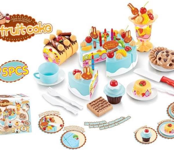 DIY Detská plastová narodeninová torta modrá KX9746