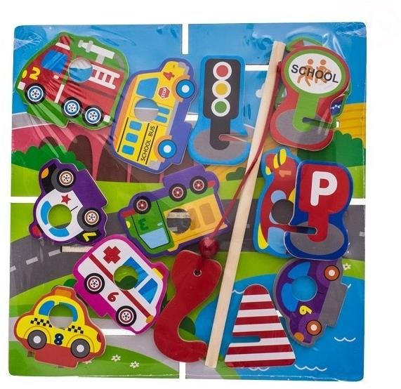 Drevené zábavné puzzle, na chytanie a vkladanie TULIMI – doprava