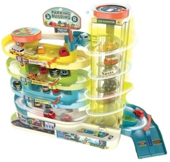 KIK KX5588 Štvorposchodová garáž, dráha + 4 autá