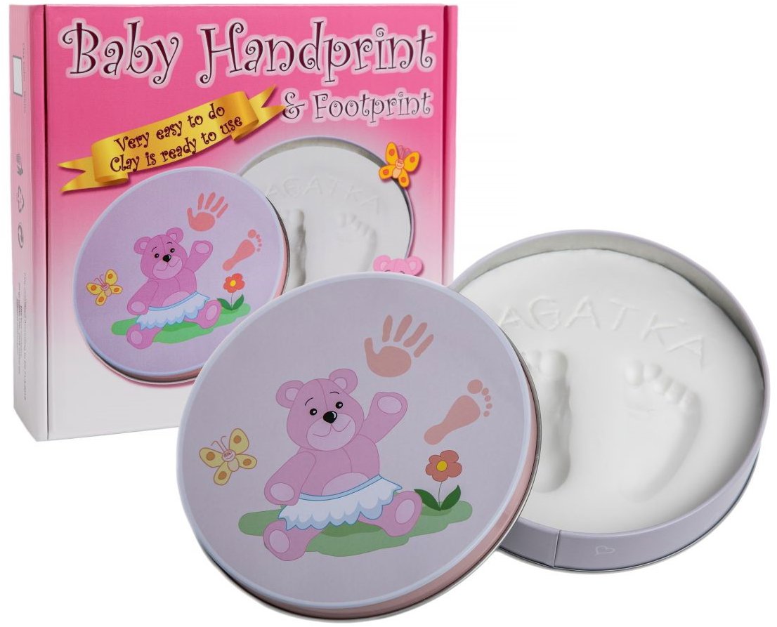 Tiny Memories Súprava na odtlačky nožičiek či ručičiek v plechovke, darčeková súprava, ružová