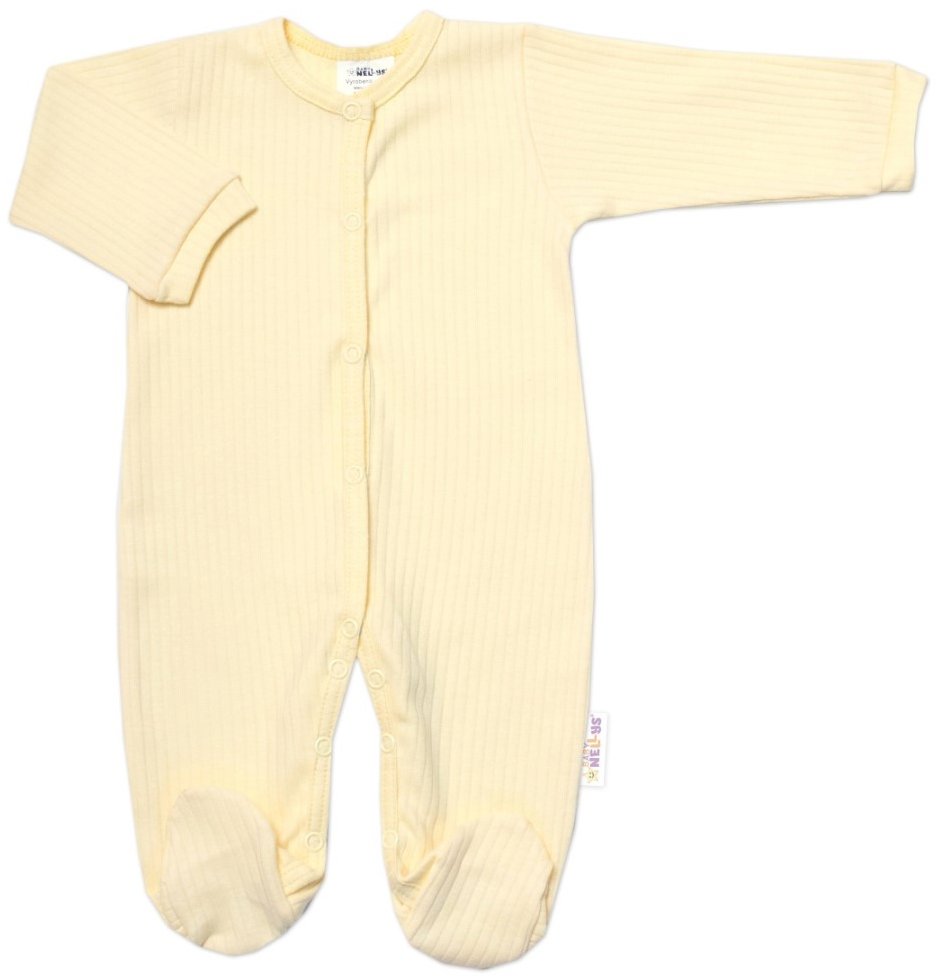 Baby Nellys Praktická 5-dielna rebrovaná súpravička do pôrodnice BOY, žltá, veľ. 68