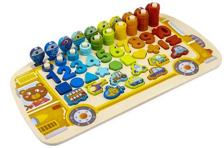 MG Wooden Montessori drevené puzzle, autobus
