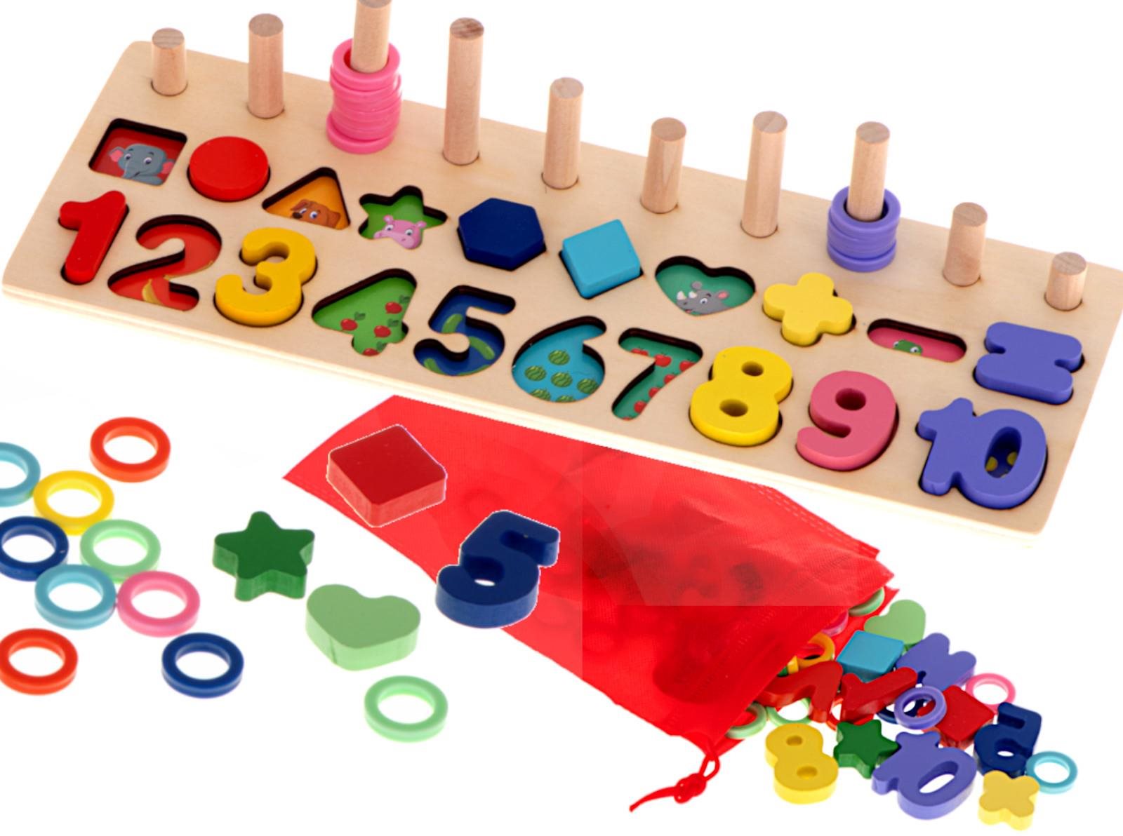 Montessori drevený triedič čísel 3 v 1