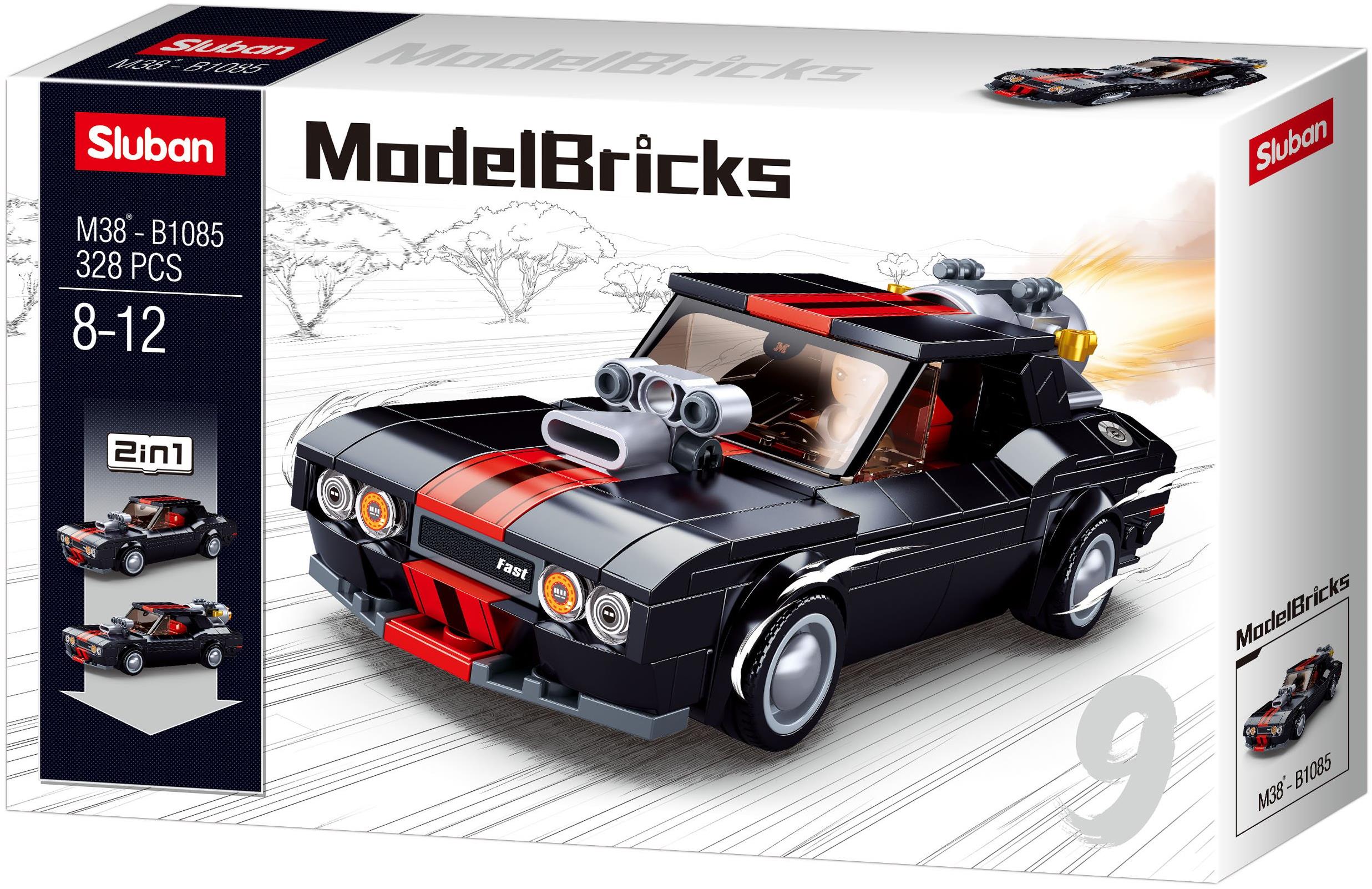 Sluban Model Bricks M38-B1085 Čierne pouličné vozidlo 2 v 1