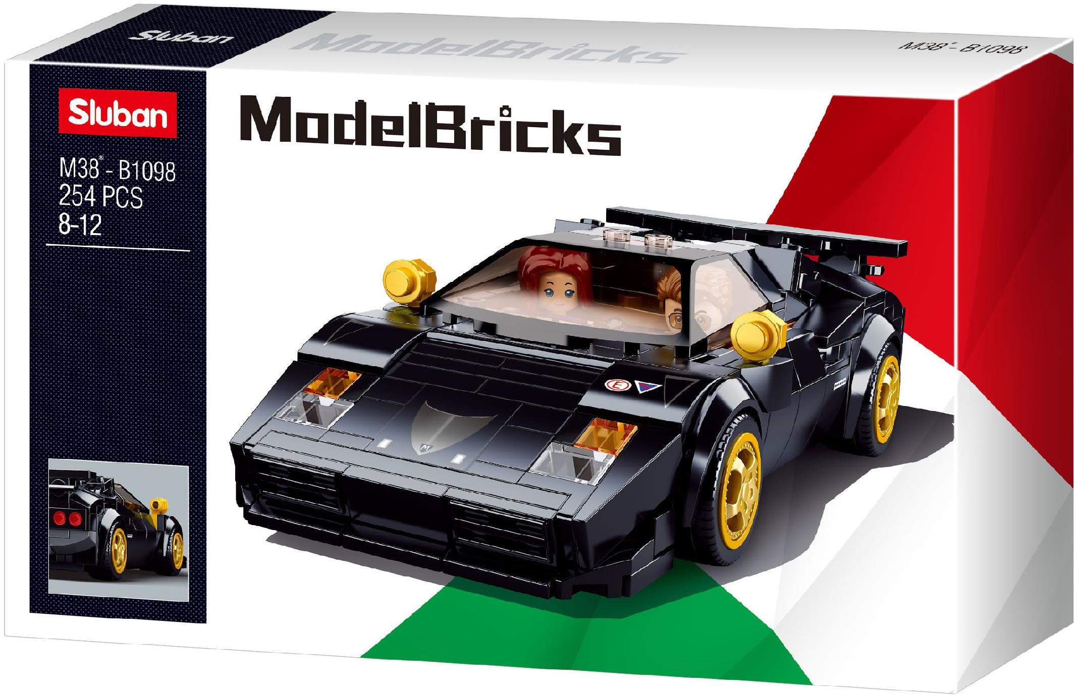 Sluban Model Bricks M38-B1098 Taliansky čierny športový automobil