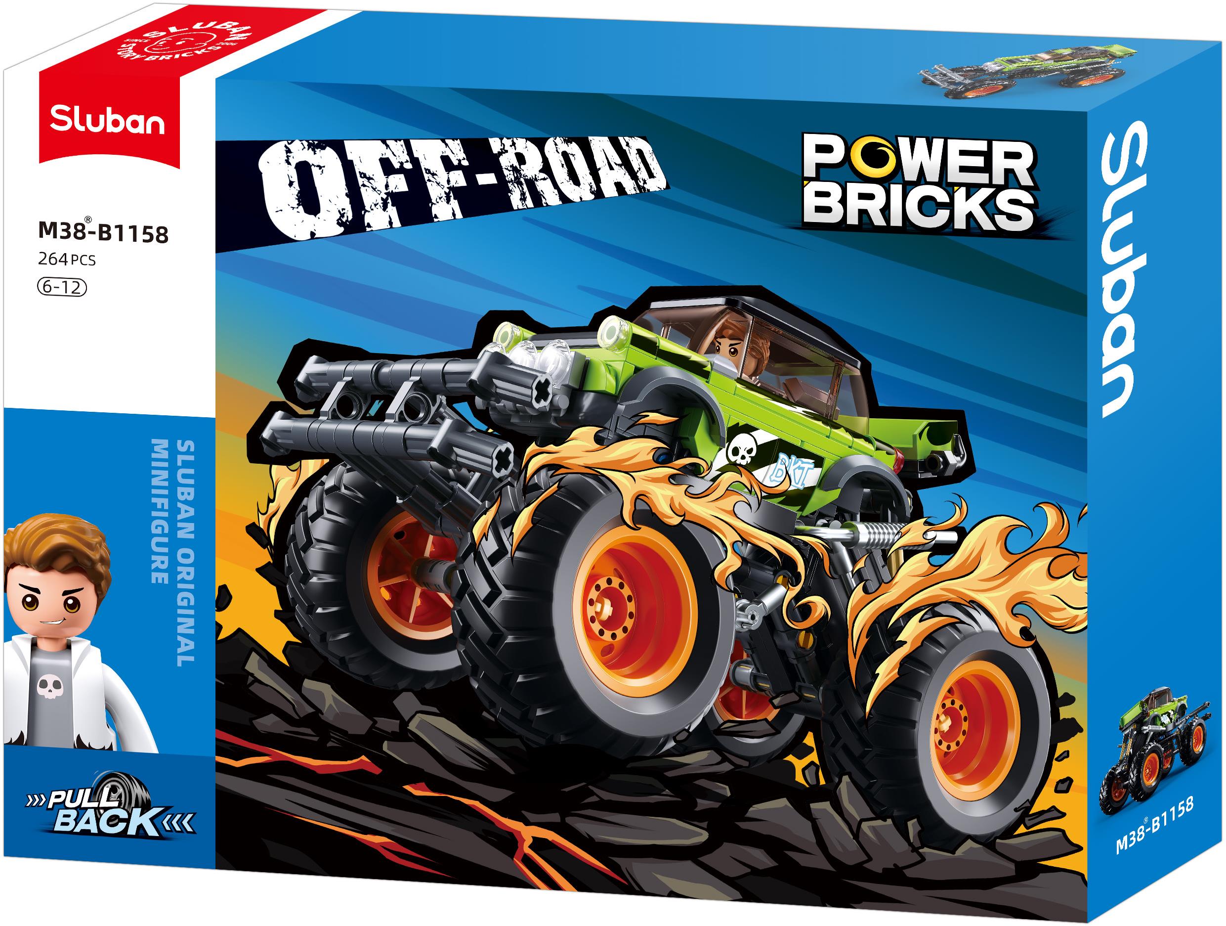 Sluban Power Bricks M38-B1158 Naťahovací Zelený Off-Road BKI