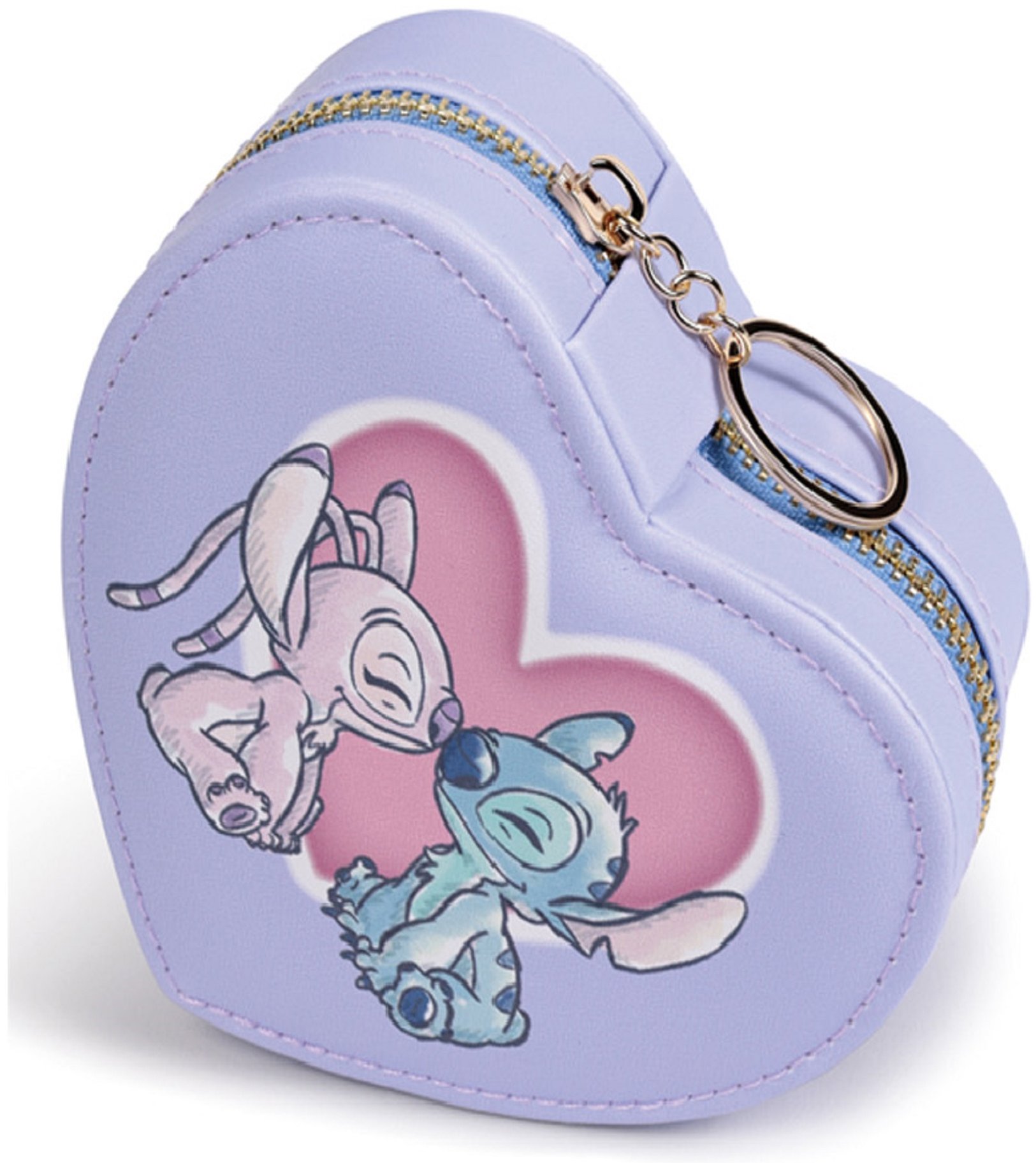 Disney Šperkovnica Stitch & Angel v tvare srdca, na zips, fialová