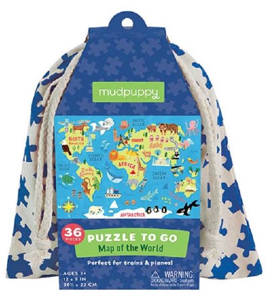 Mudpuppy Puzzle na cesty – Mapa sveta 36 dielikov
