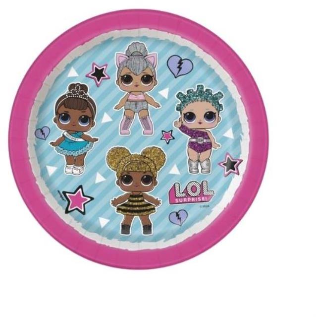 UNIQUE Papierové taniere LOL surprise, 8 ks – 18 cm