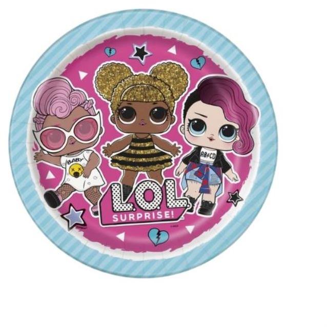 UNIQUE Papierové taniere LOL surprise, 8 ks – 22 cm