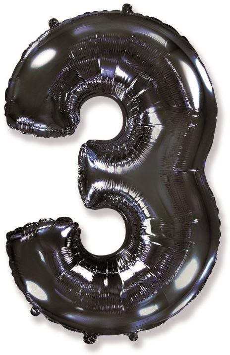 Balón fóliový číslica čierna – black 102 cm – 3
