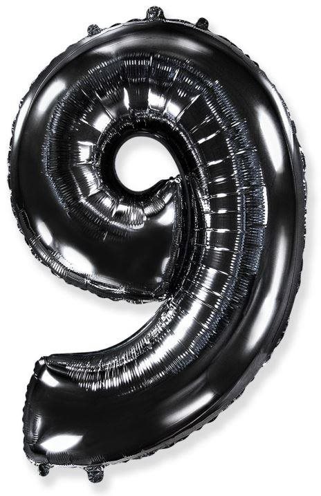 Balón fóliový číslica čierna – black 102 cm – 9