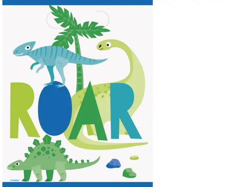 UNIQUE Párty taška Dinosaurus, modro-zelená, 16 ks