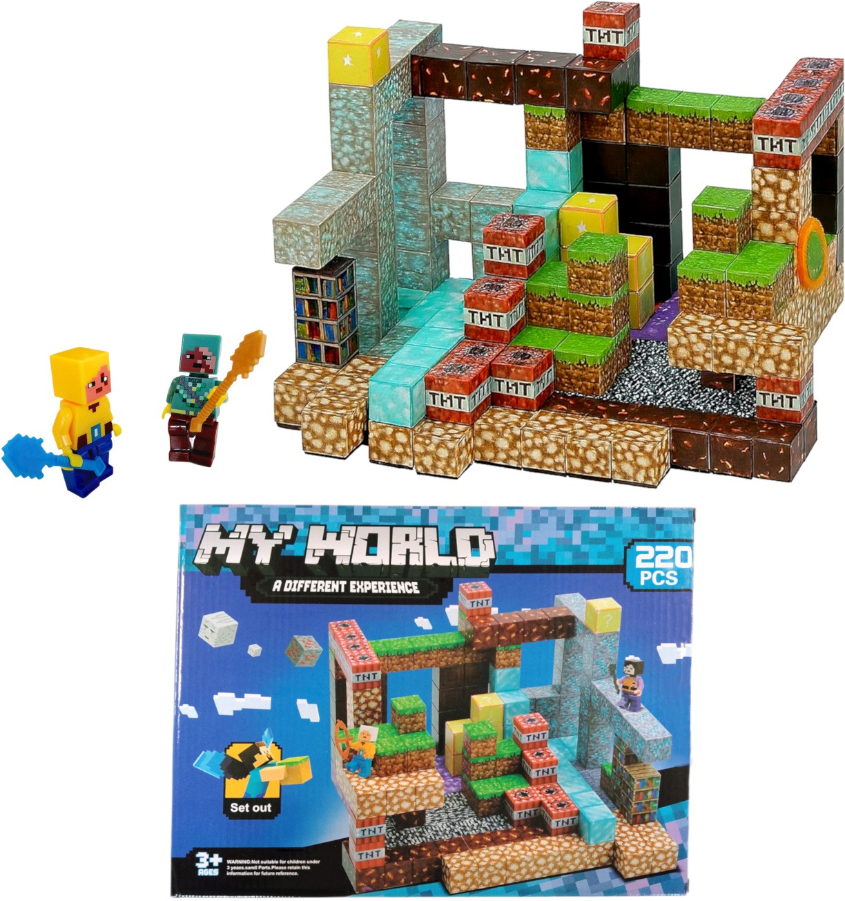 Toybit Veľká magnetická stavebnica Minecraft TNT Iron diamond gold 220 ks