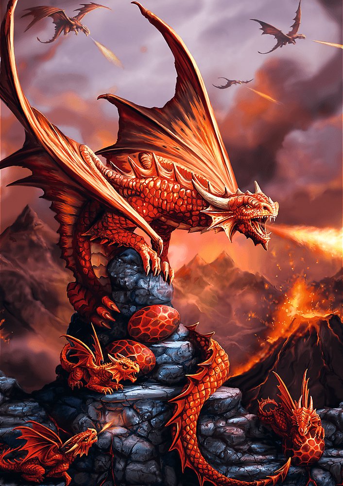 TREFL Puzzle Premium Plus Fantasy Collection: Ohnivý drak 1000 dielikov