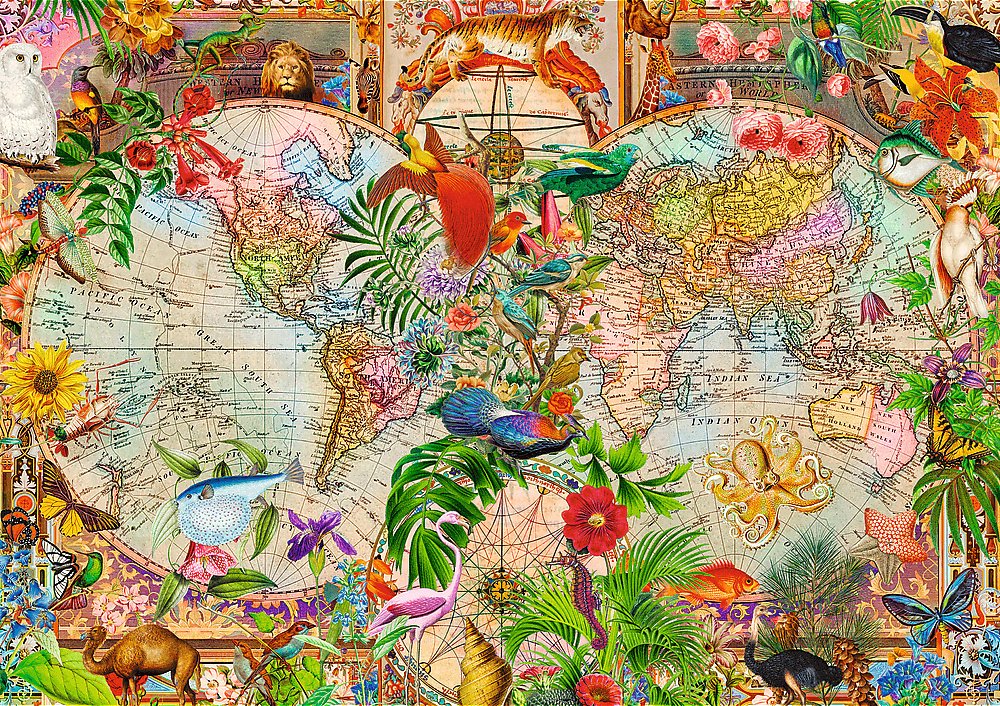 TREFL Puzzle Premium Plus Tea Time: Antická mapa sveta 1000 dielikov