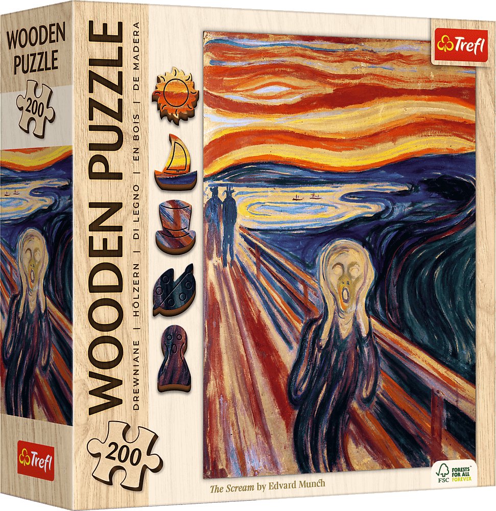 TREFL Drevené puzzle Art: Edvard Munch – Výkrik 200 dielikov