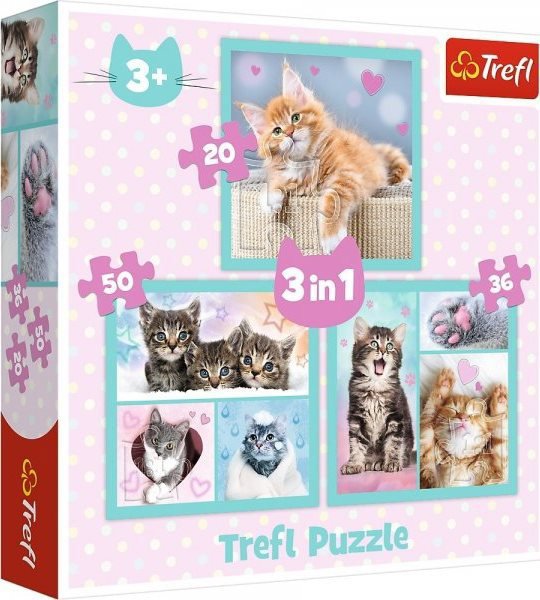 Trefl Puzzle Sladké mačiatka 3 v 1, 20, 36, 50 dielikov