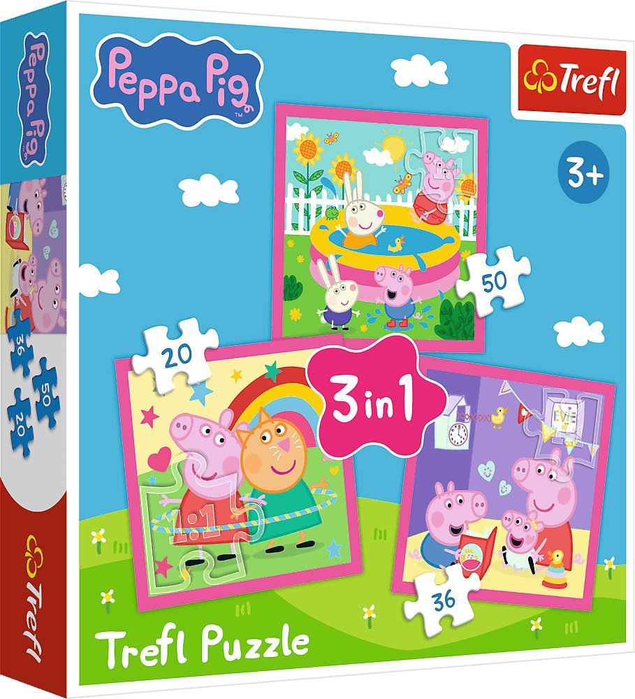 Trefl Puzzle 3 v 1 Prasátko Peppa a kamarádi 20, 36, 50 dílků