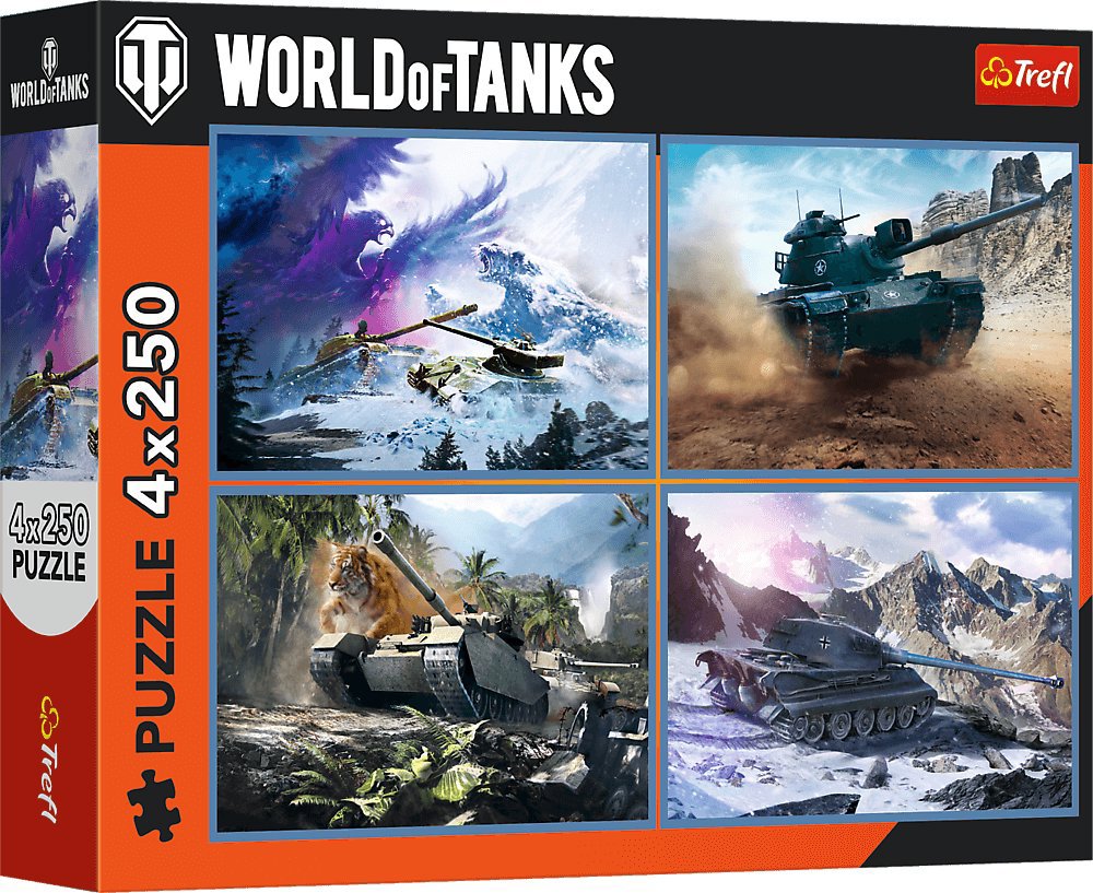 Trefl Puzzle 4 × 250 dílků World of Tanks: Velká tanková bitva 4 v 1