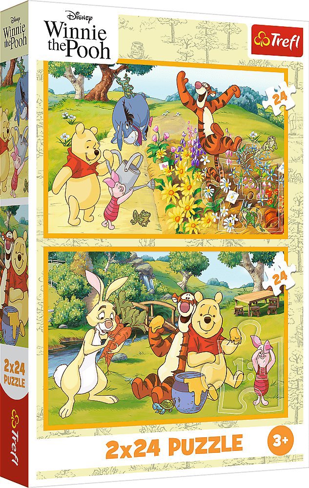 Trefl Puzzle 2 × 24 dielikov Medvedík Pú: Deň na záhrade 2v1