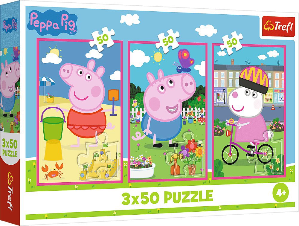 Trefl Puzzle 3 × 50 dílků Prasátko Peppa: Síla přátelství 3v1