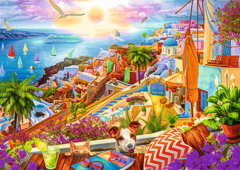 Trefl Puzzle Premium Plus Tea Time: Návšteva Santorini 1000 dielikov
