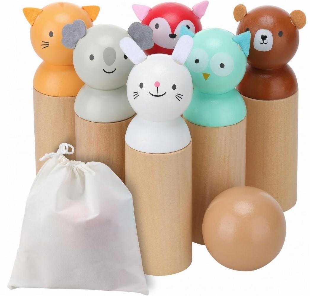 Derrson drevená bowlingová súprava so zvieratkami W5296