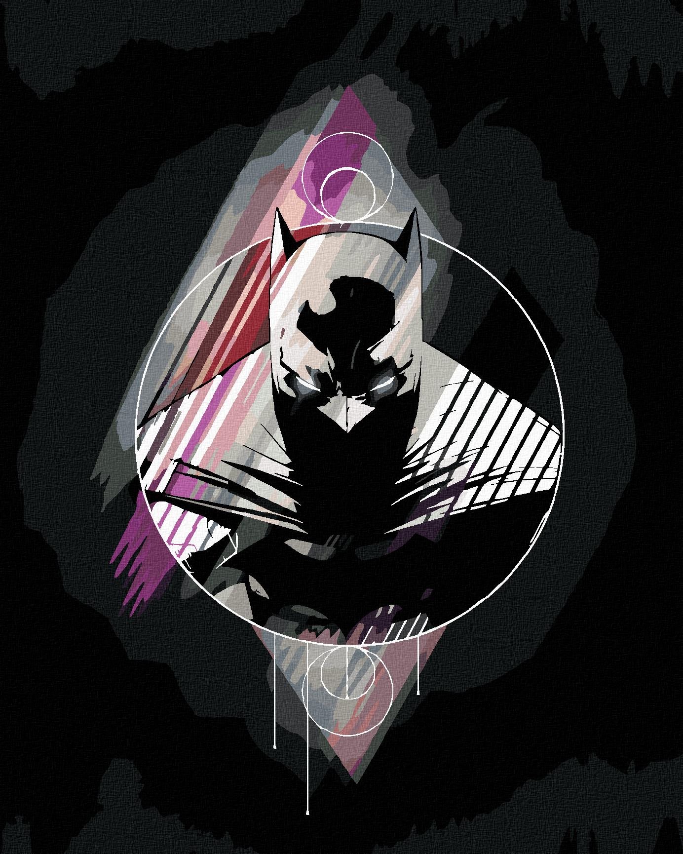 Zuty – Abstraktný maľovaný batman, 40 × 50 cm, vypnuté plátno na rám