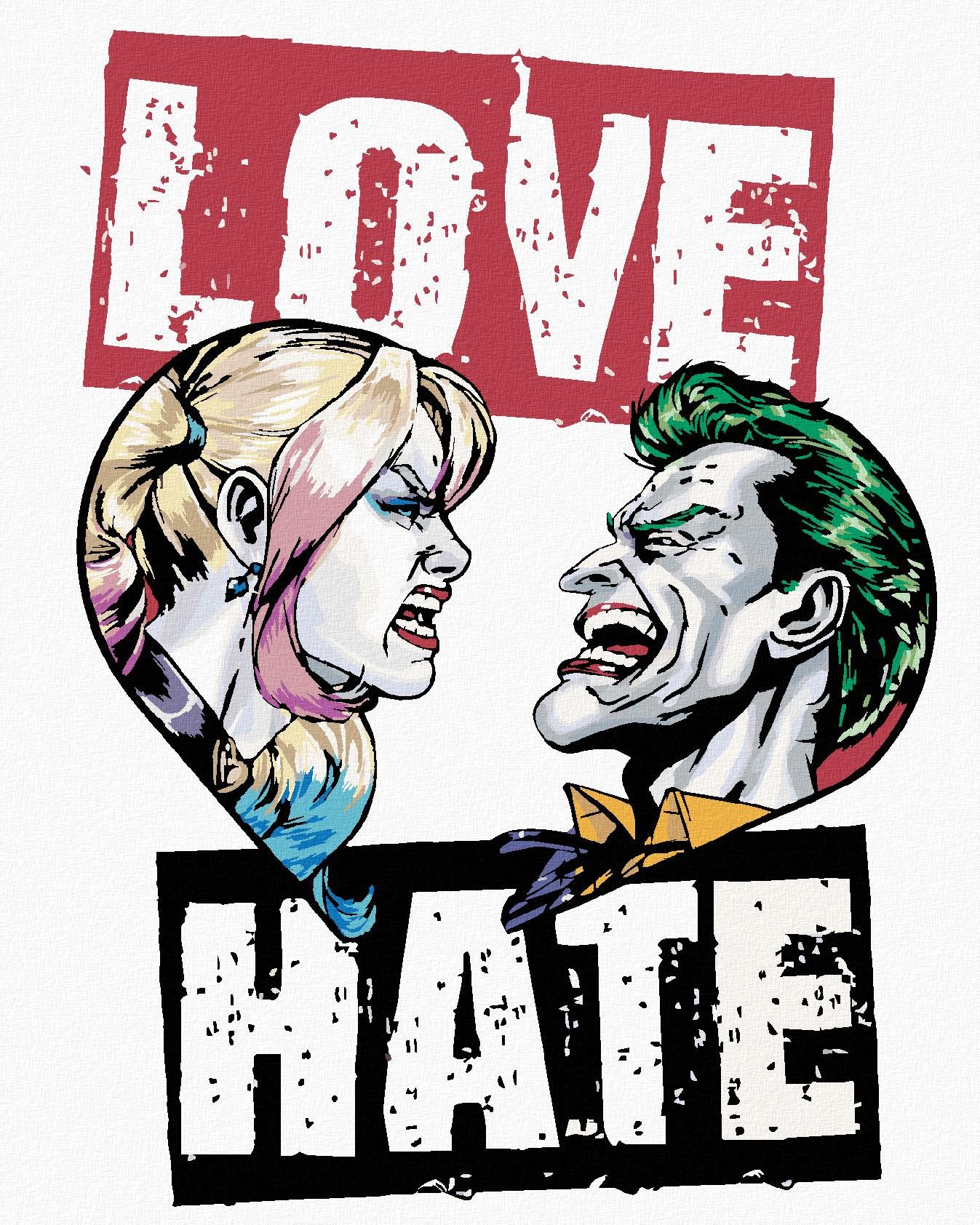 Zuty – Harley Quinn a Joker (Batman), 40×50 cm, bez rámu a bez vypnutia plátna