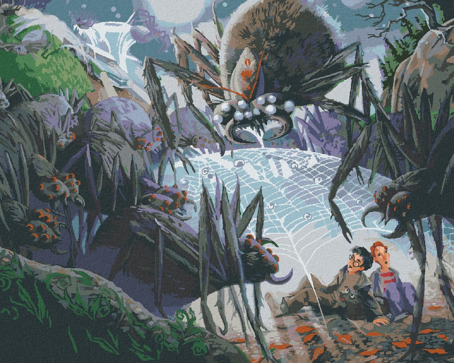 Zuty – Harry Potter, Ron Weasley a Aragog, 40 × 50 cm, plátno napnuté na rám