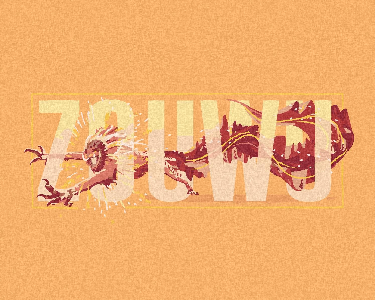 Zuty – Ilustrácia „Hřivoun“ (fantastické zvieratá), 40 × 50 cm, vypnuté plátno na rám