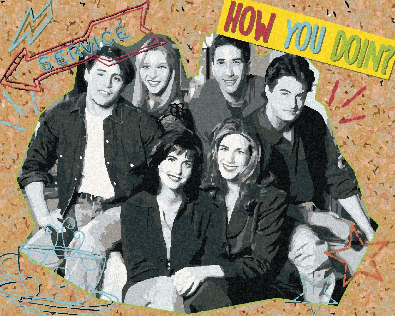 Zuty – Joey, Phoebe, Ross, Chandler, Monica, Rachel (priatelia), 40 × 50 cm, napnuté plátno na rám