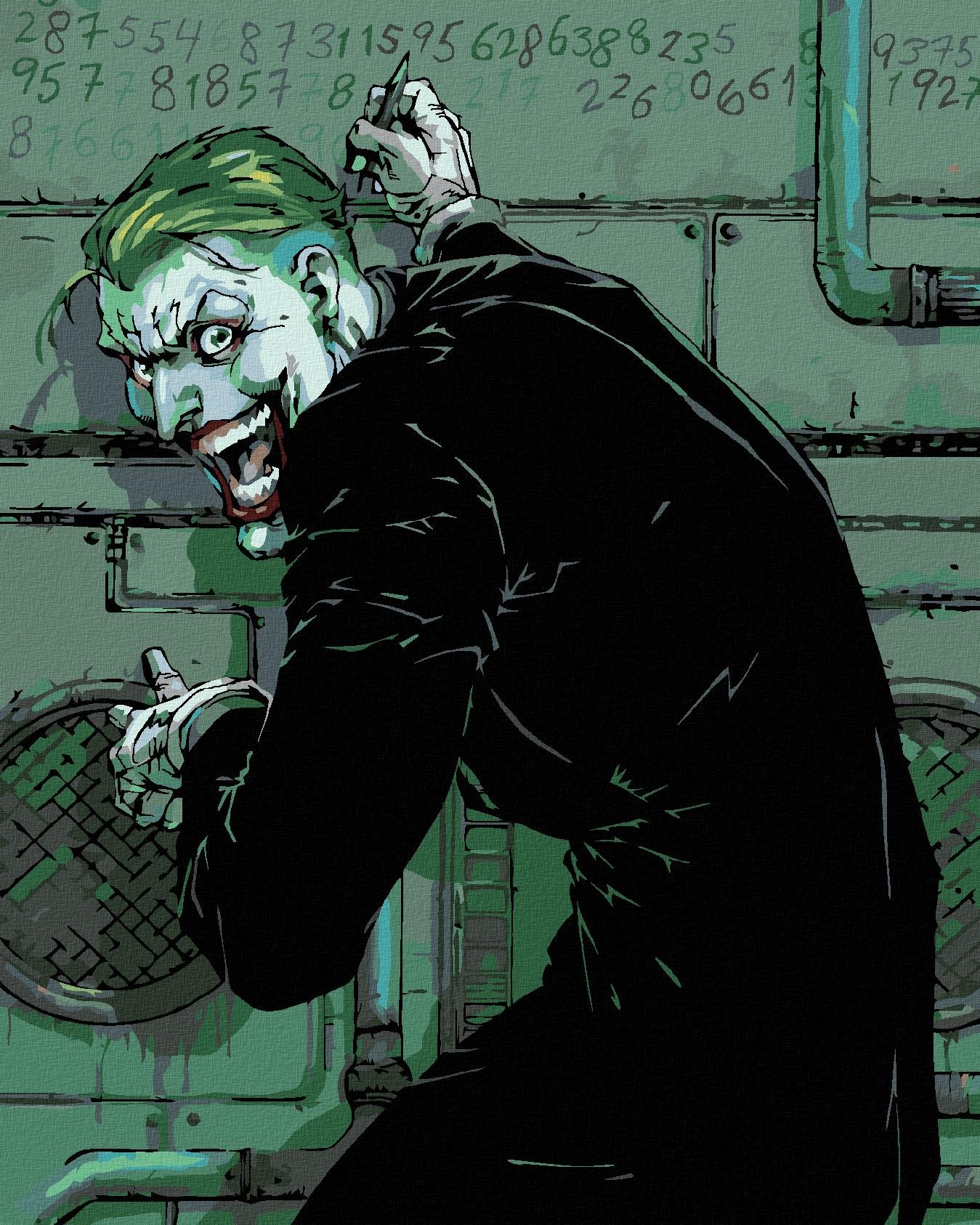 Zuty – Joker píše na stenu (Batman), 40 × 50 cm, bez rámu a bez napnutia plátna