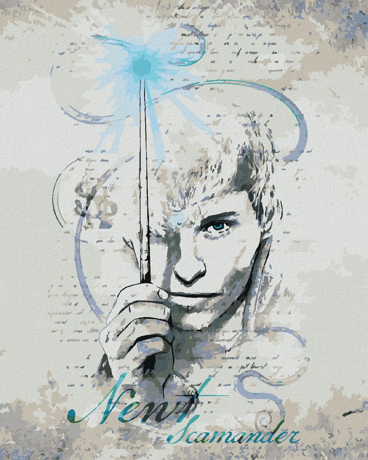 Zuty – Kresba Mlok Scamander (Fantastické zvieratá), 40×50 cm, vypnuté plátno na rám
