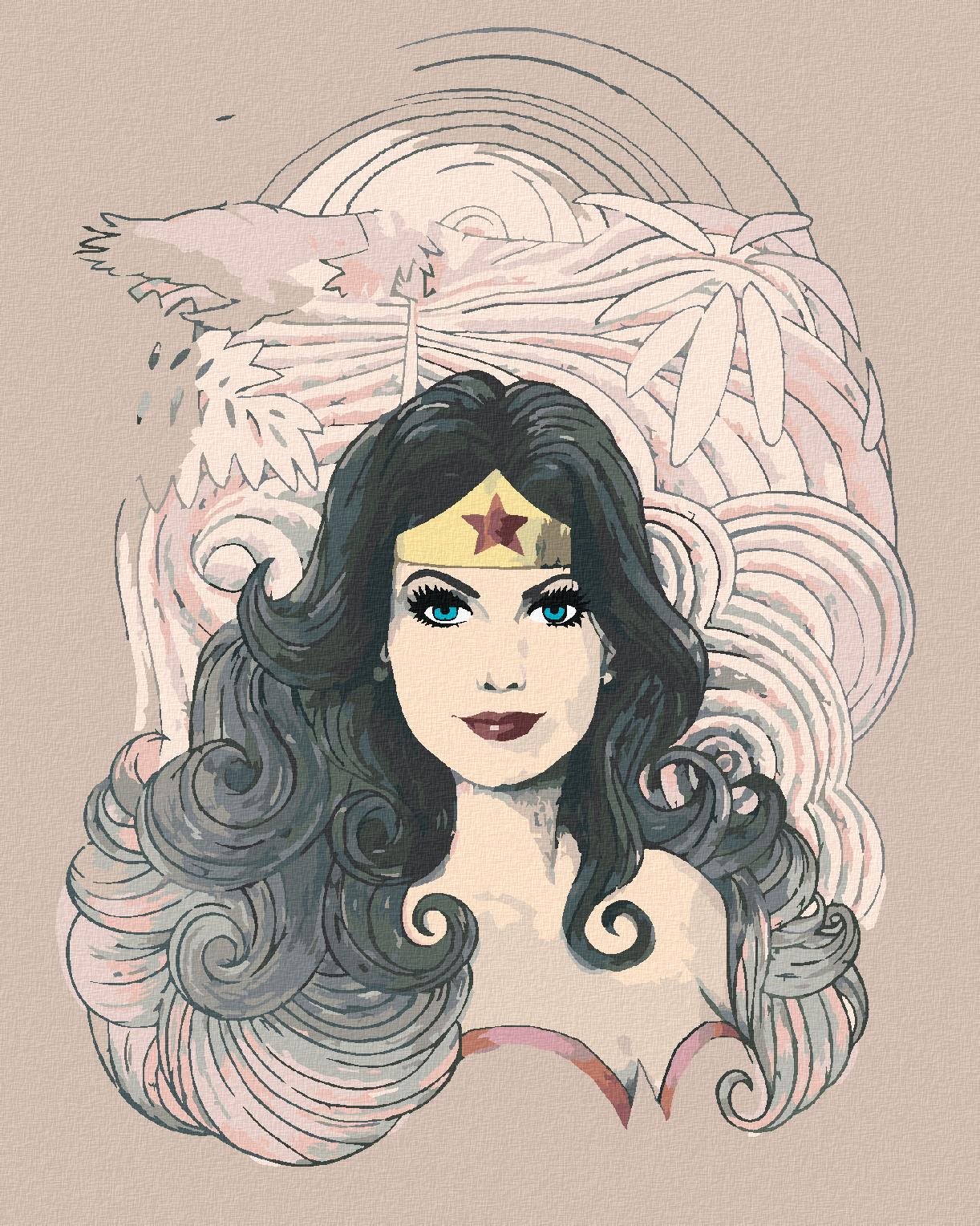 Zuty – Kreslená Wonder Woman, 40×50 cm, bez rámu a bez vypnutia plátna