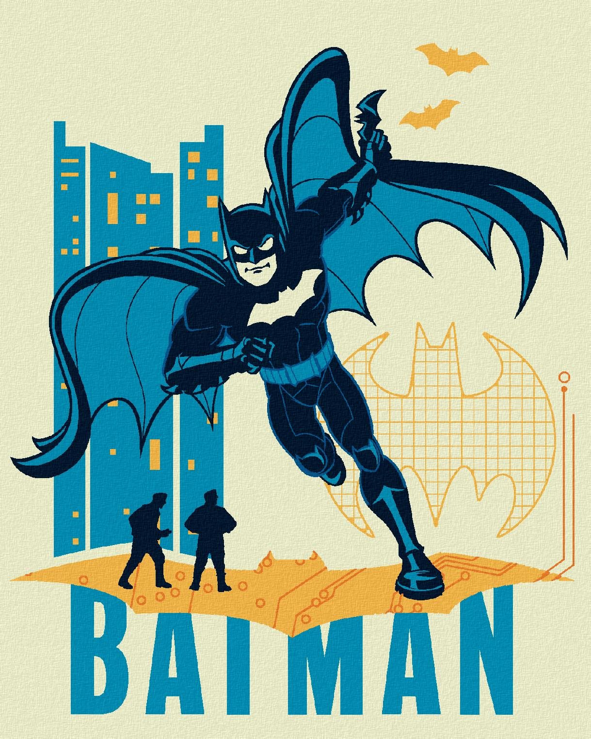Zuty – Kreslený Batman III, 40 × 50 cm, bez rámu a bez napnutia plátna