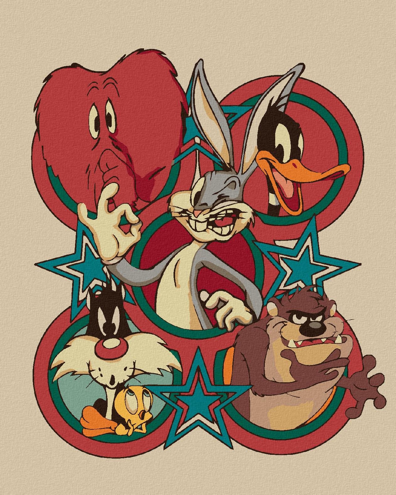 Zuty – Looney tunes retro plagát II, 40 × 50 cm, bez rámu a bez napnutia plátna