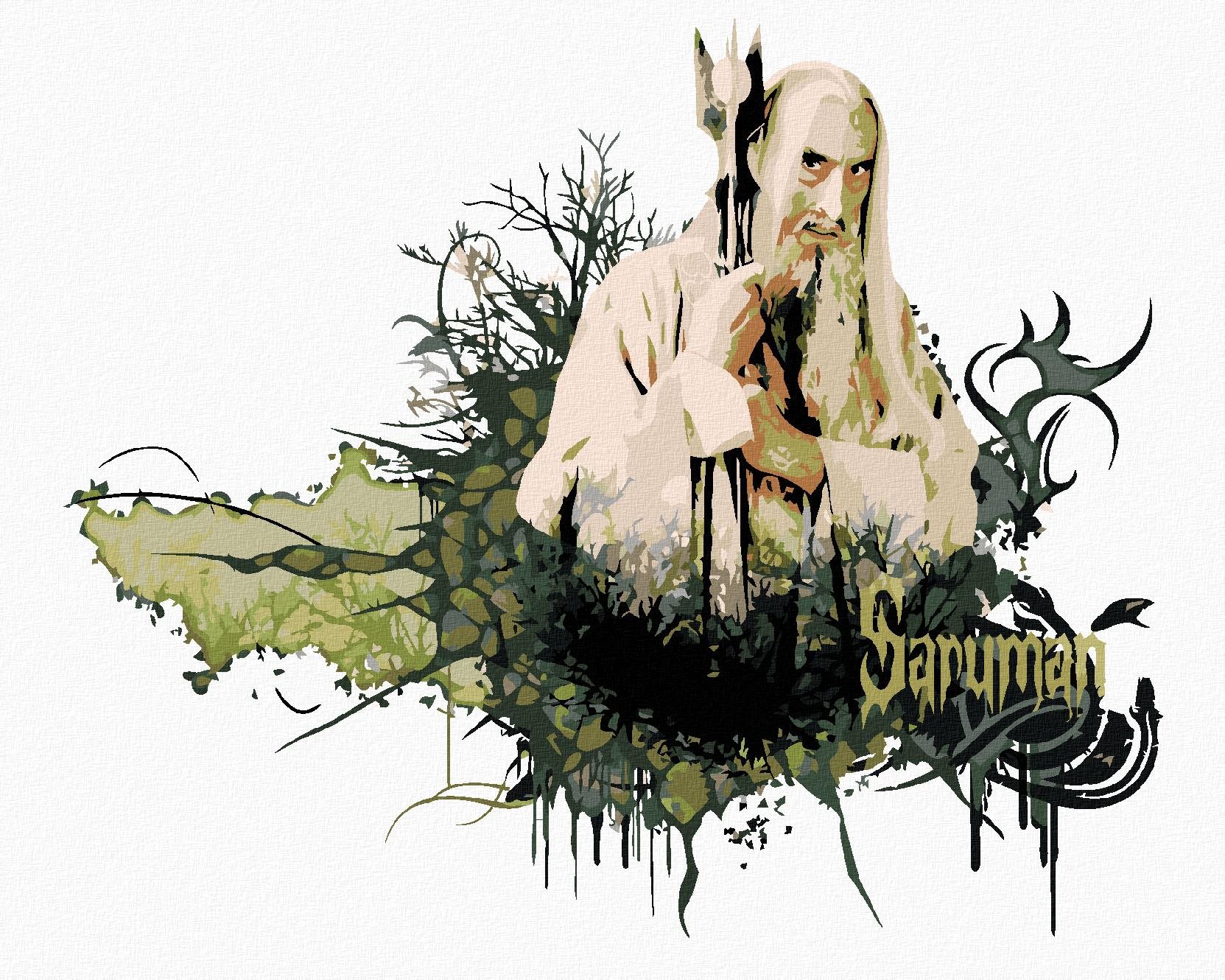 Zuty – Maľovaný Saruman (Pán prsteňov), 40×50 cm, bez rámu a bez vypnutia plátna