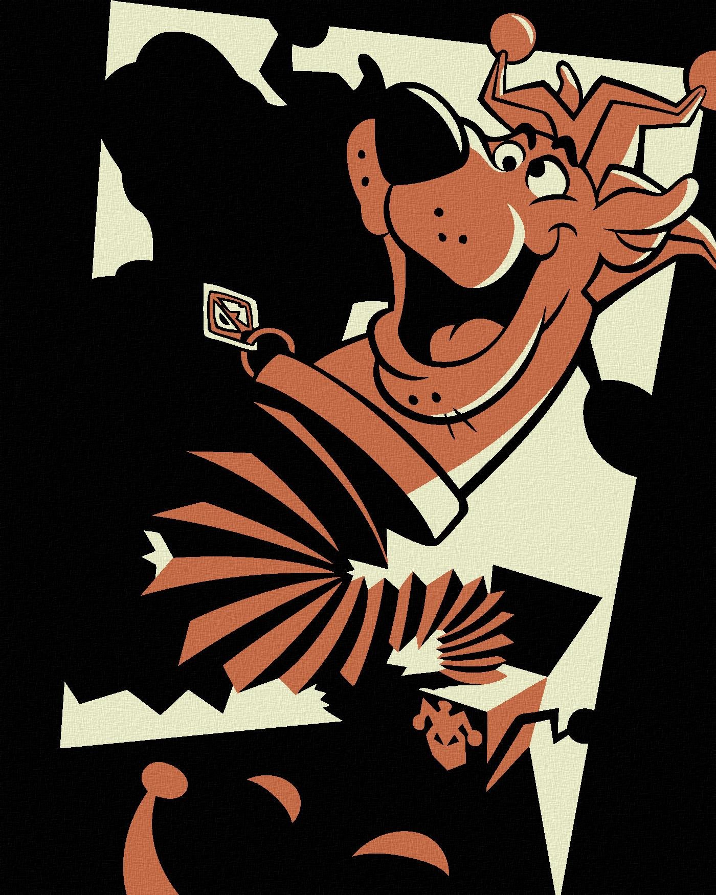 Zuty – Scooby-doo ako klaun, 40×50 cm, vypnuté plátno na rám