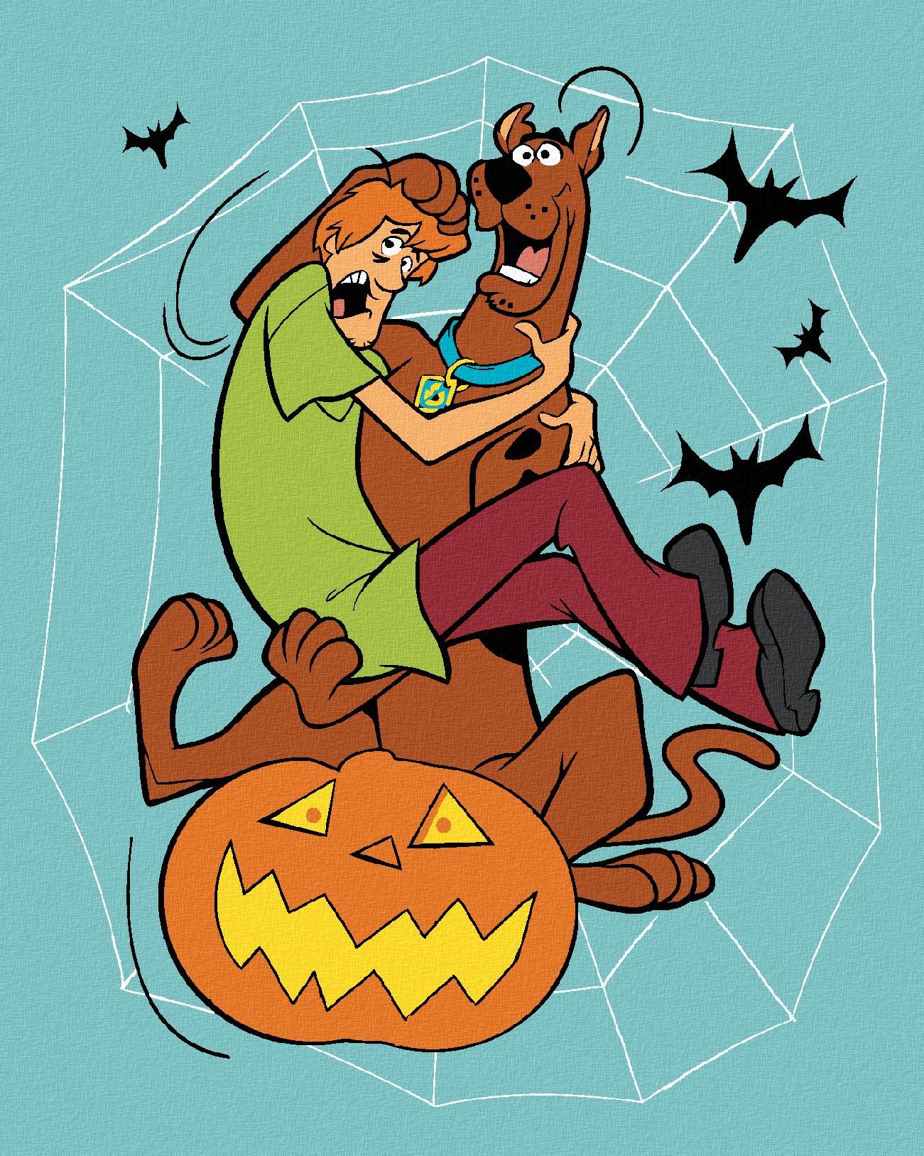 Zuty – Shaggy a Scooby-doo na tekvici, 40 × 50 cm, plátno napnuté na rám