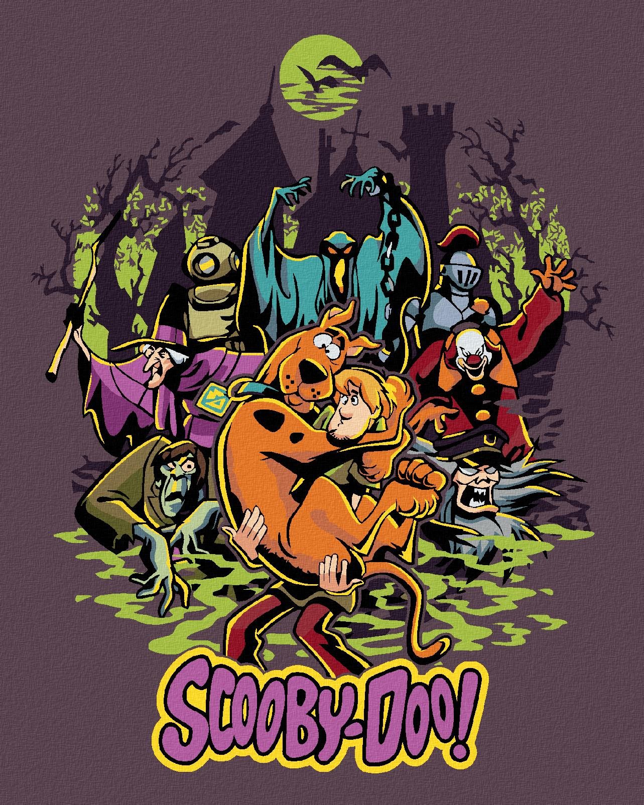 Zuty – Shaggy, Scooby-doo a príšery, 40×50 cm, bez rámu a bez vypnutia plátna
