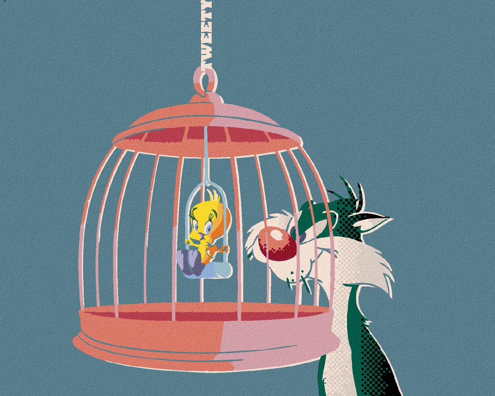 Zuty – Sylvester a Tweety v klietke (Looney tunes), 40 × 50 cm, bez rámu a bez napnutia plátna
