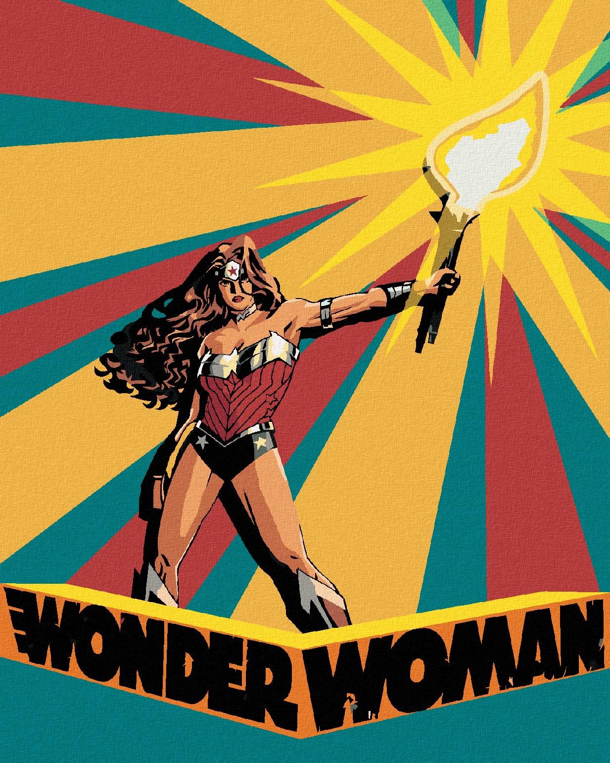 Zuty – Wonder Woman a fakľa plagát, 40×50 cm, vypnuté plátno na rám