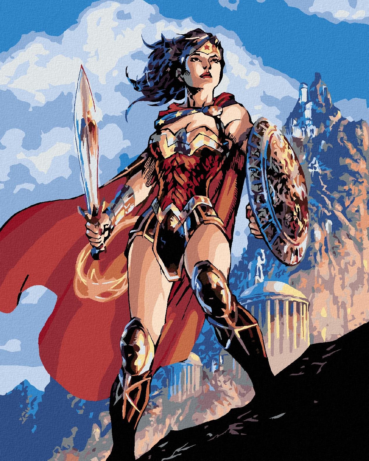 Zuty – Wonder Woman meč a štít, 40×50 cm, bez rámu a bez vypnutia plátna
