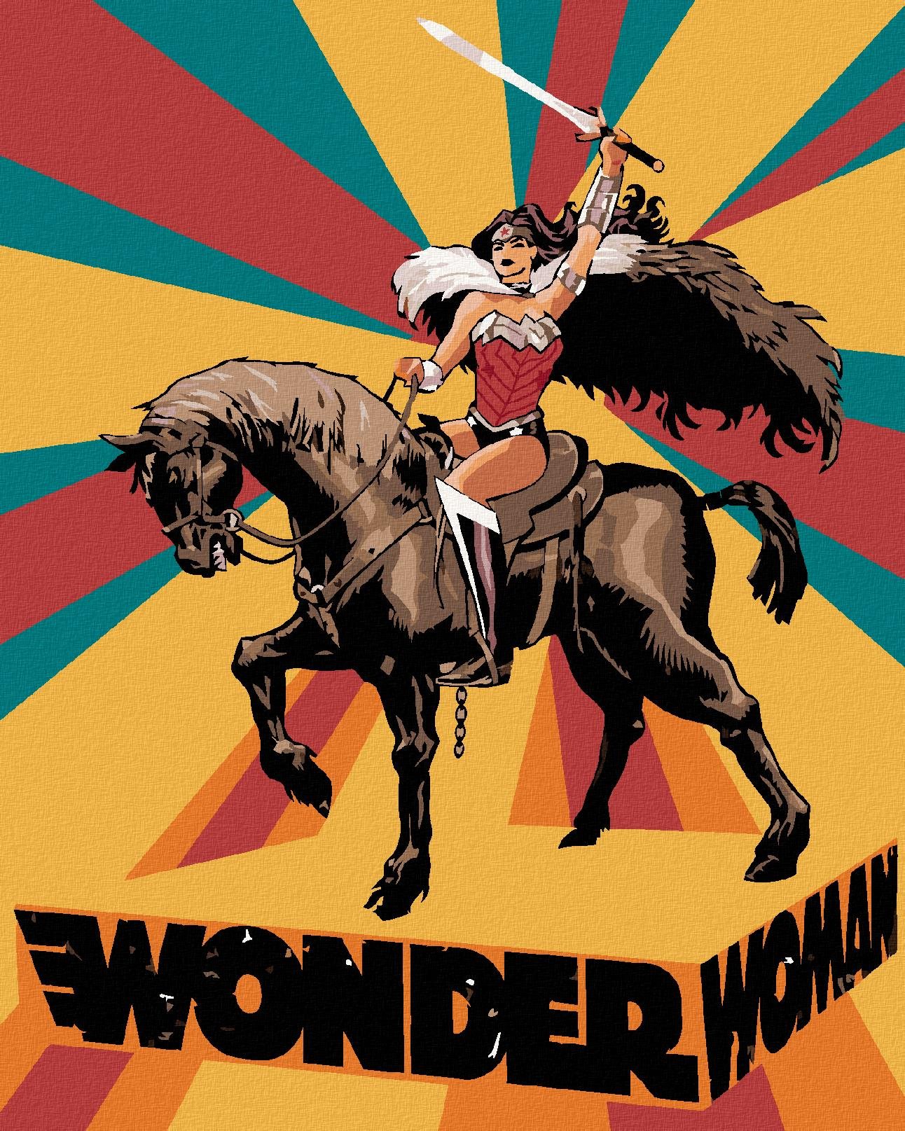 Zuty – Wonder Woman na koni plagát, 40×50 cm, bez rámu a bez vypnutia plátna