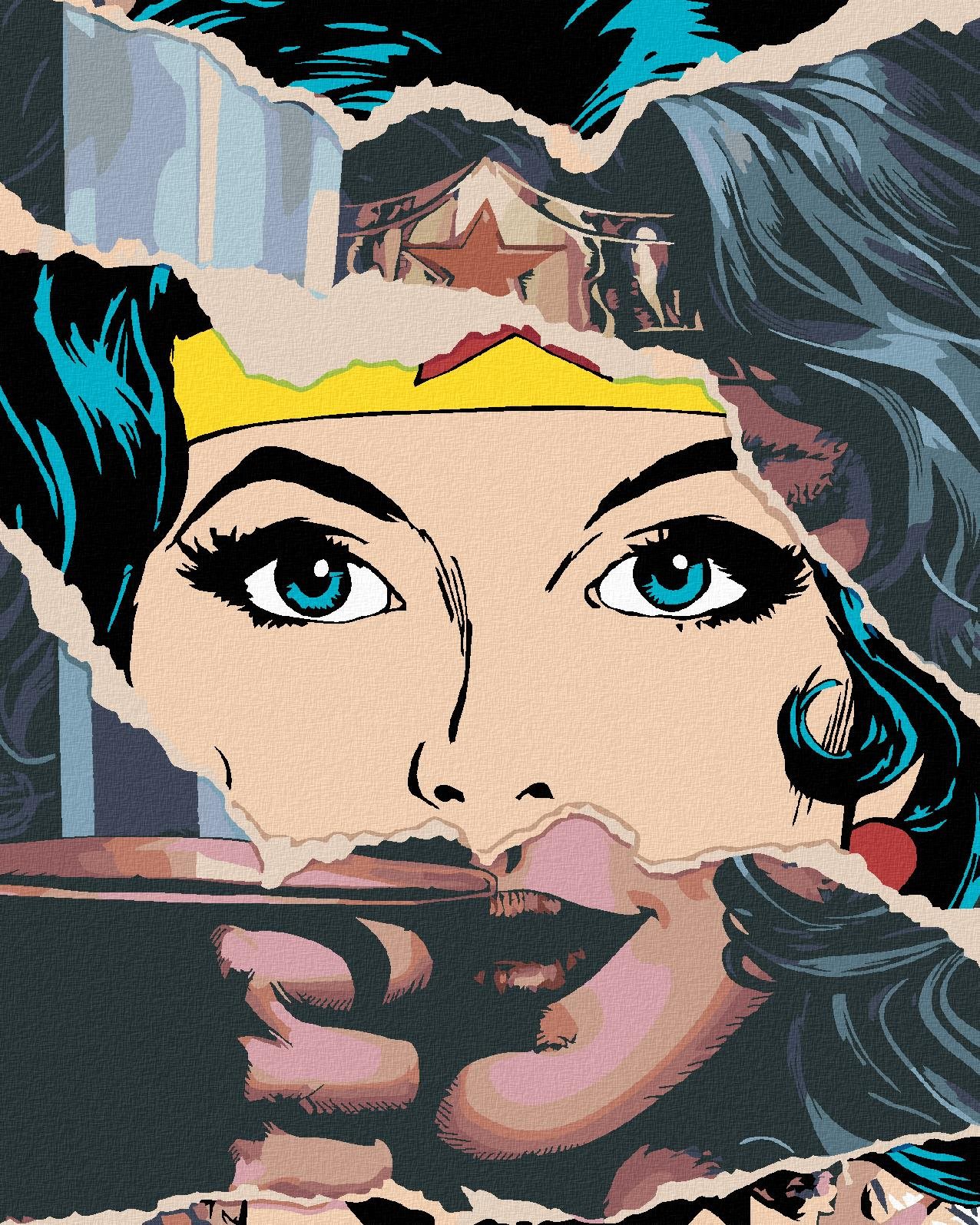 Zuty – Wonder Woman papier, 40 × 50 cm, plátno napnuté na rám