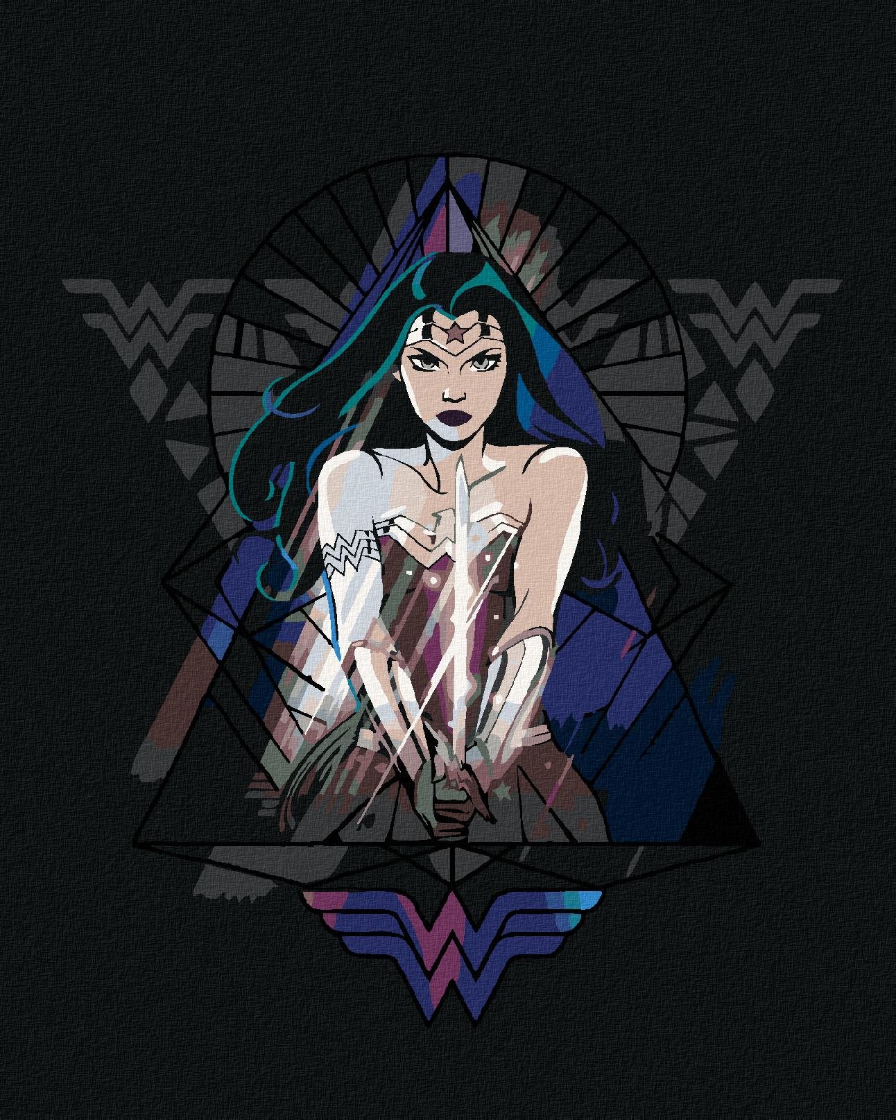 Zuty – Wonder Woman trojuholník, 40×50 cm, bez rámu a bez vypnutia plátna