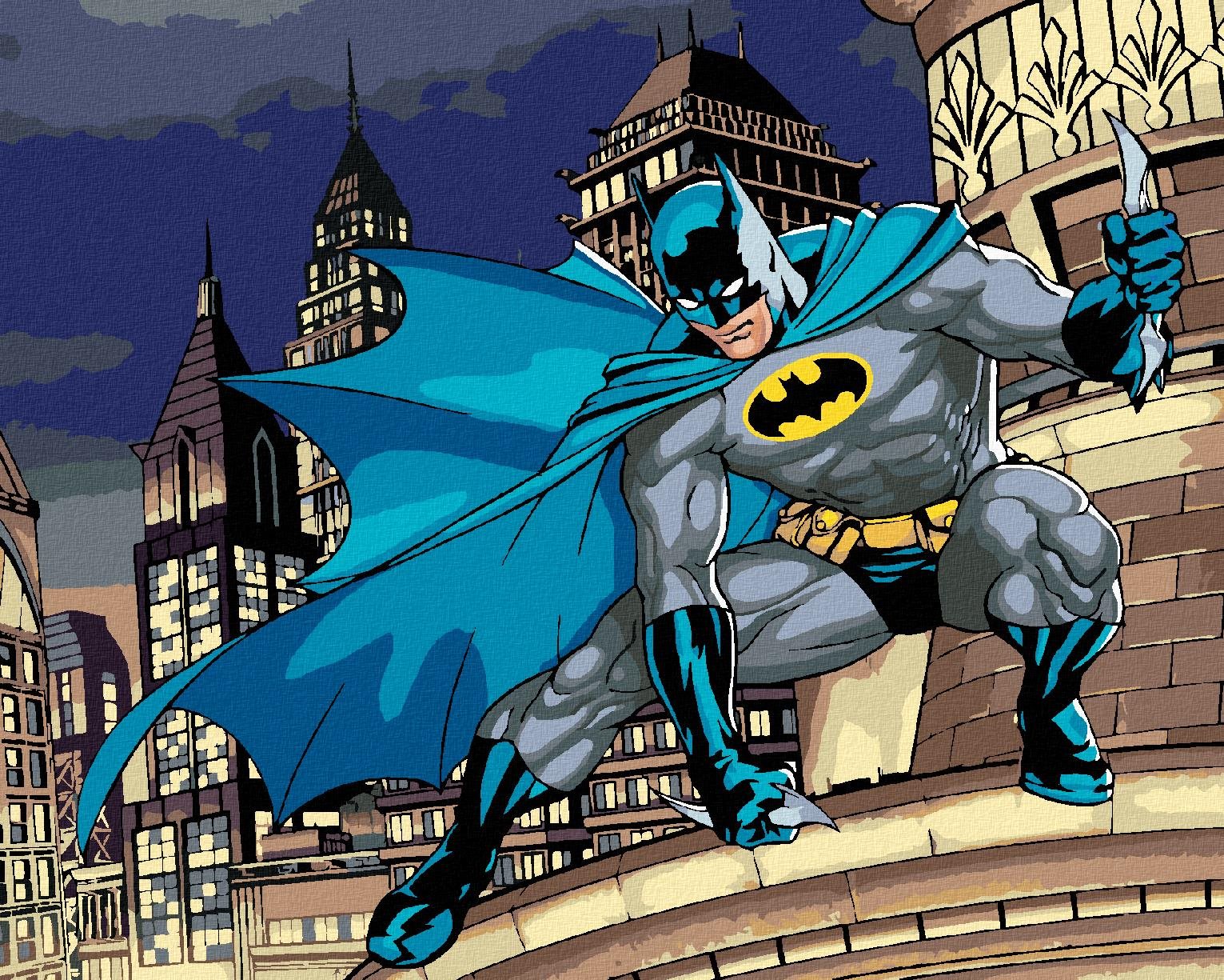 Zuty – Batman na vrcholku mrakodrapu, 40 × 50 cm, bez rámu a bez napnutia plátna